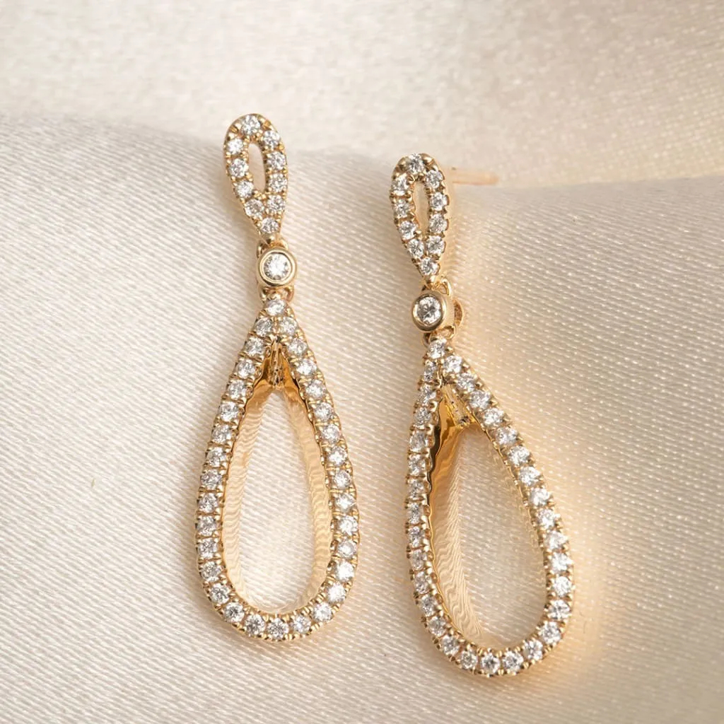 Golden Sunset Diamond Drop Earrings | 9ct Gold