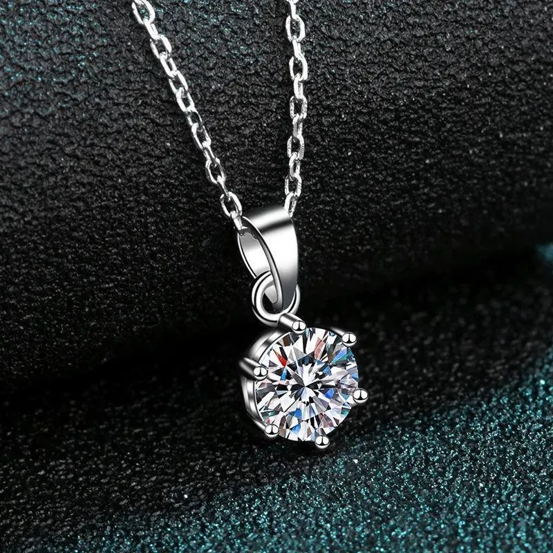 Graceful 1-3CT Round Cut D Colour VVS1 Moissanite Diamond Necklace for Women - 925 Silver Diamond Fine Jewellery