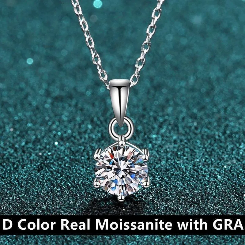 Graceful 1-3CT Round Cut D Colour VVS1 Moissanite Diamond Necklace for Women - 925 Silver Diamond Fine Jewellery