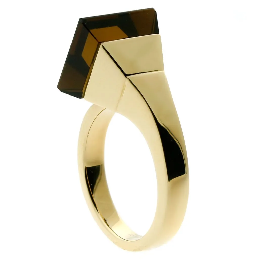 Gucci Chiodo Smokey Quartz Gold Ring