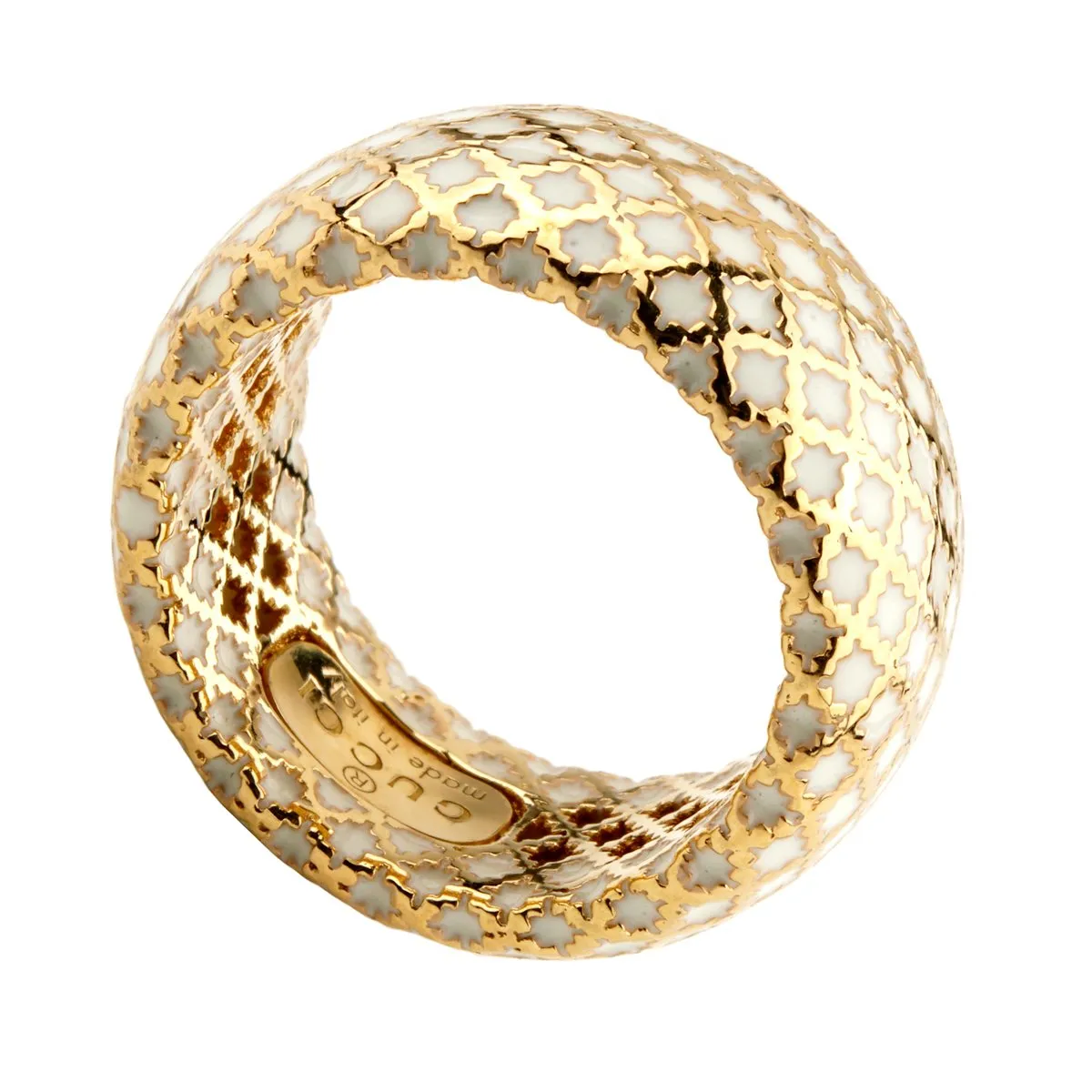 Gucci Diamantissima White Enamel Gold Ring