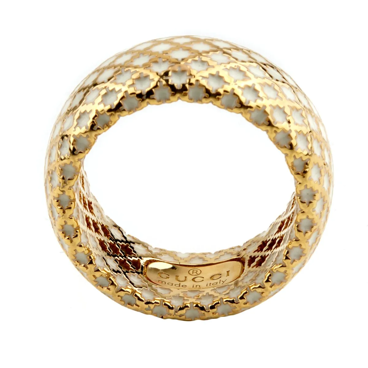 Gucci Diamantissima White Enamel Gold Ring