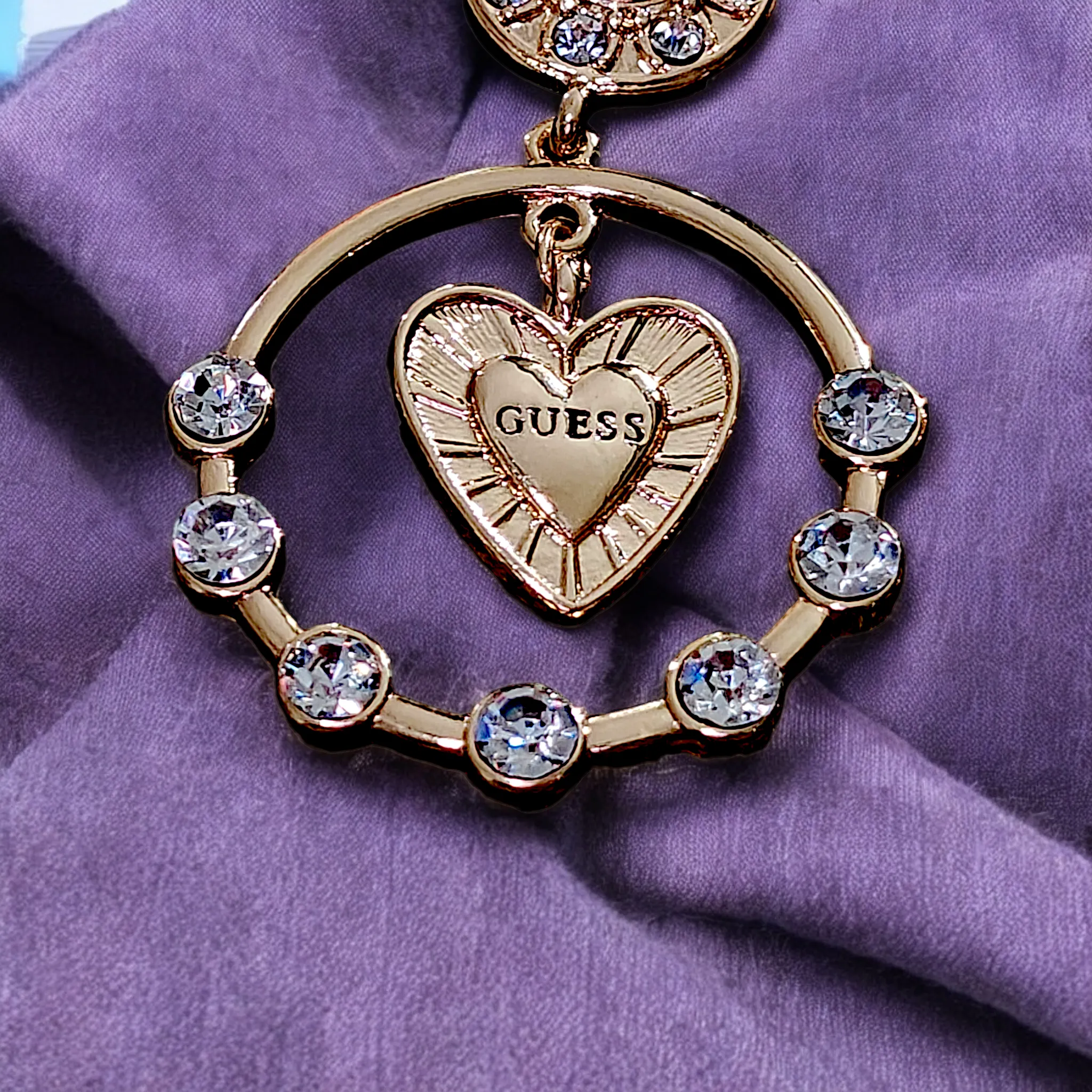 GUESS Crystal Orbital Heart Earrings