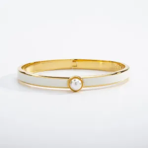 Halcyon Days "Skinny Cabochon Pearl Cream & Gold" Bangle