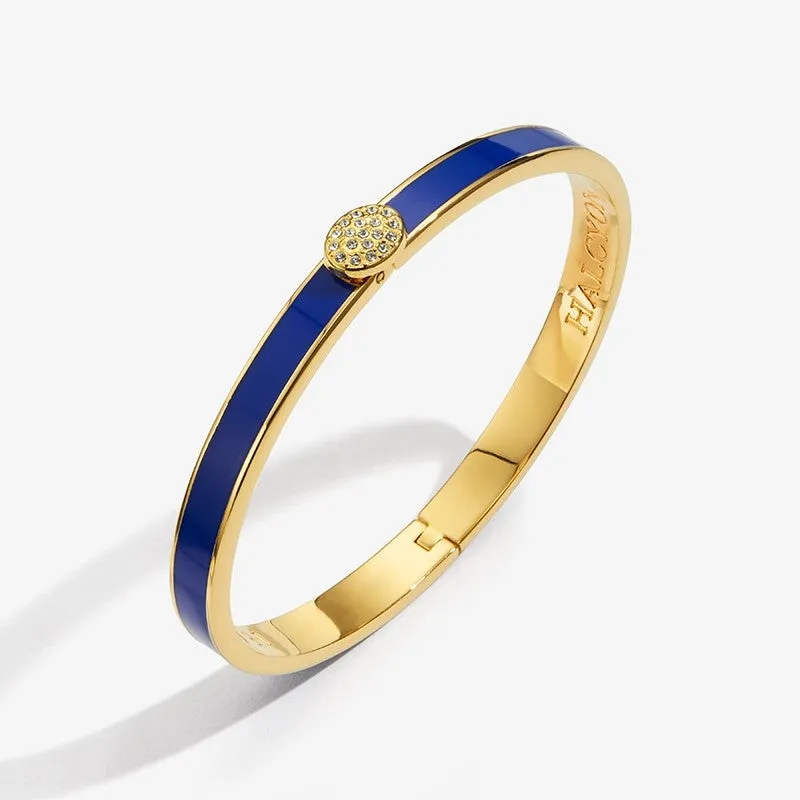 Halcyon Days "Skinny Pave Button Deep Cobalt & Gold" Bangle