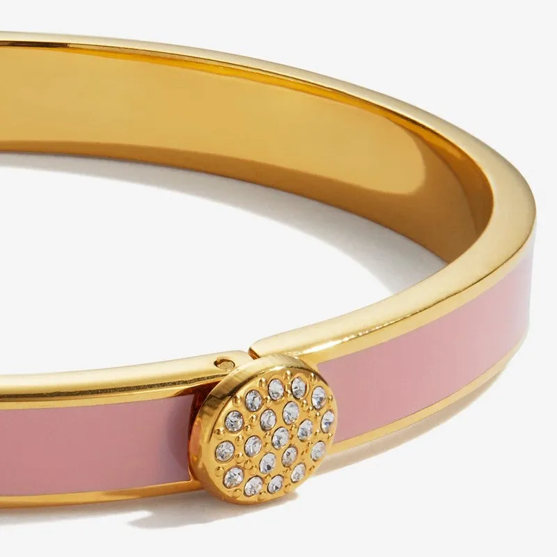 Halcyon Days "Skinny Pave Button Pink & Gold" Bangle