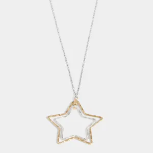 Hammered Star Necklace - Mixed Metal