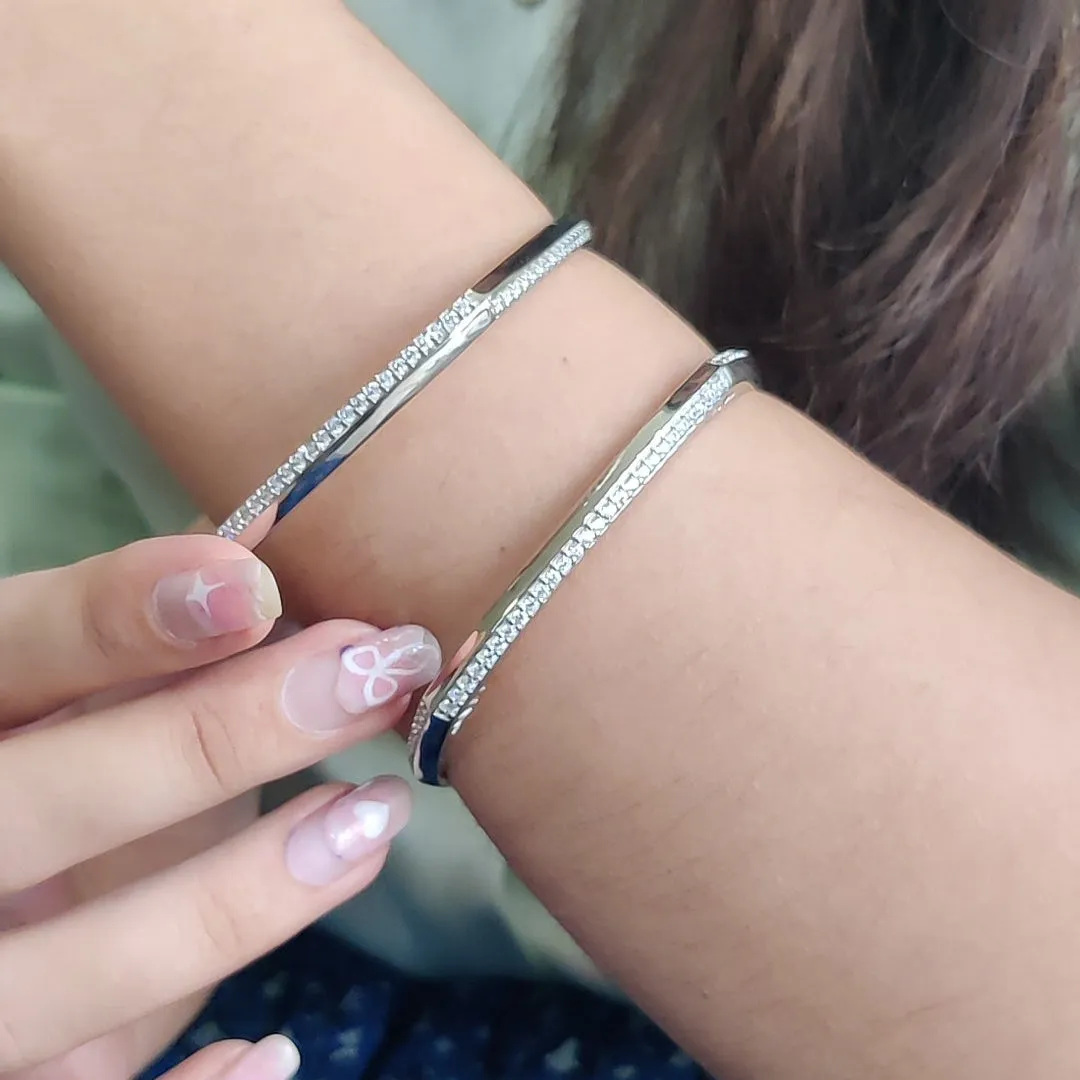 Handcrafted CZ Stone Bangles – Square Shape