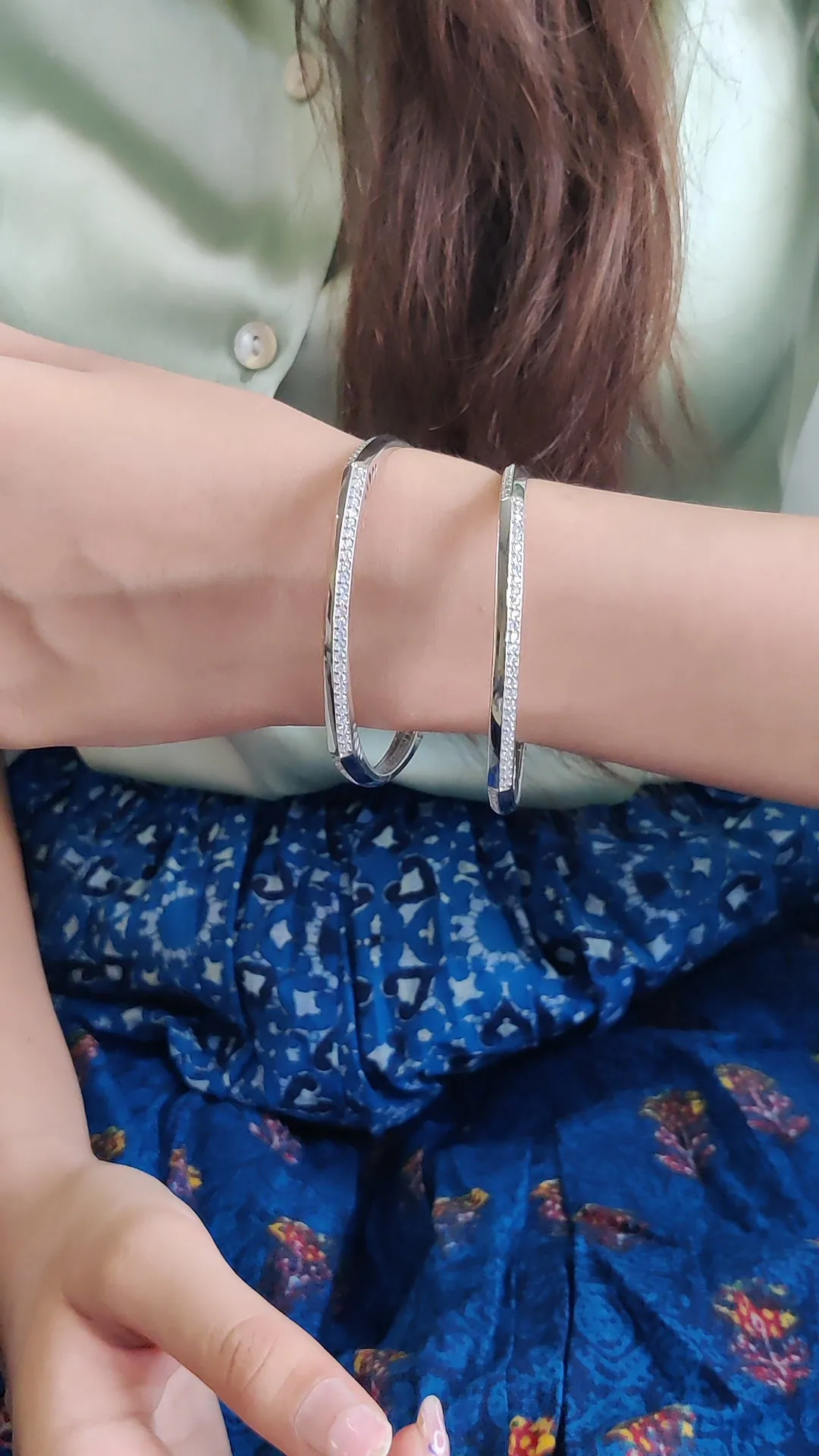 Handcrafted CZ Stone Bangles – Square Shape