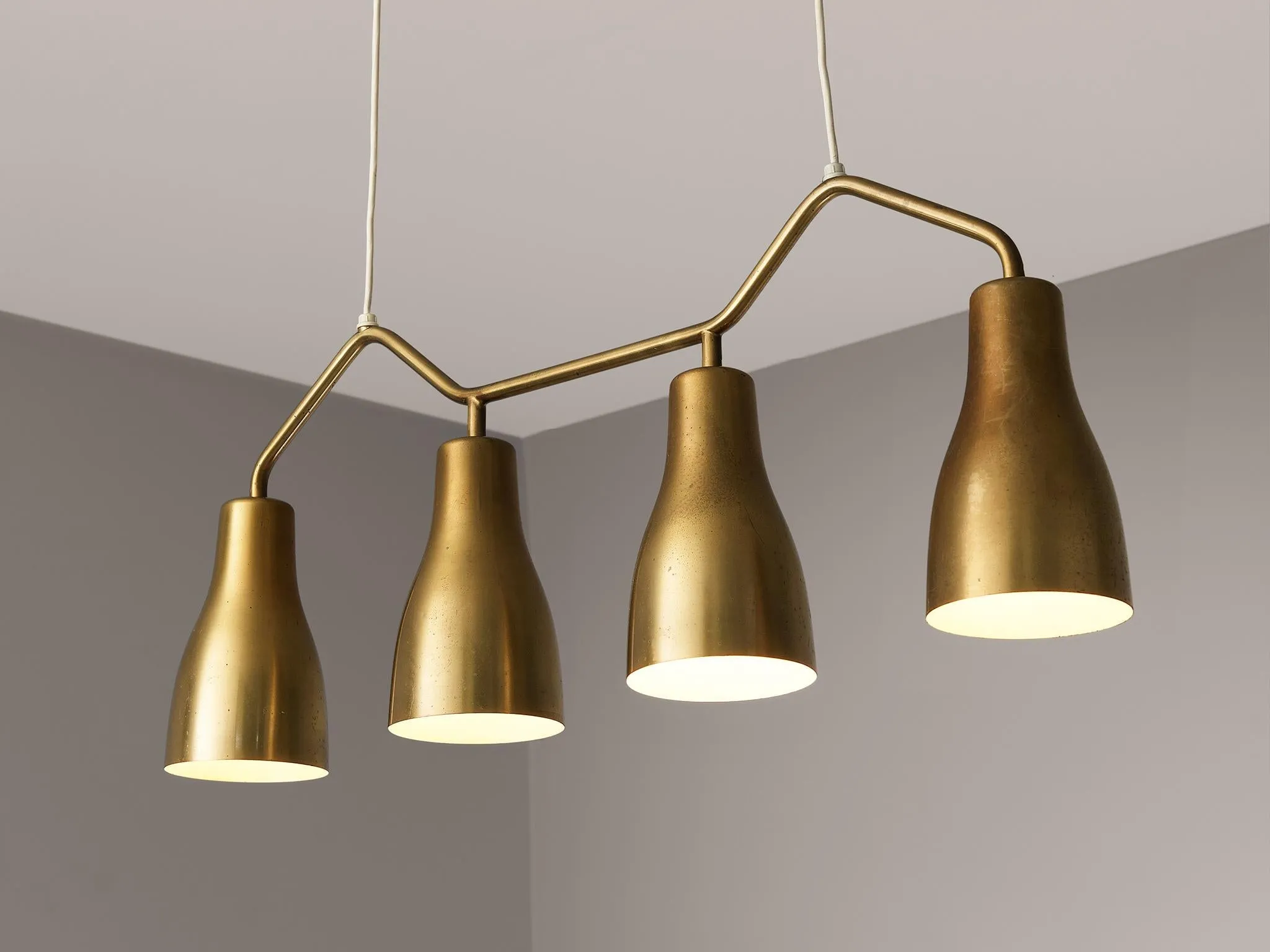 Hans Bergström for Ateljé Lyktan Chandelier in Brass