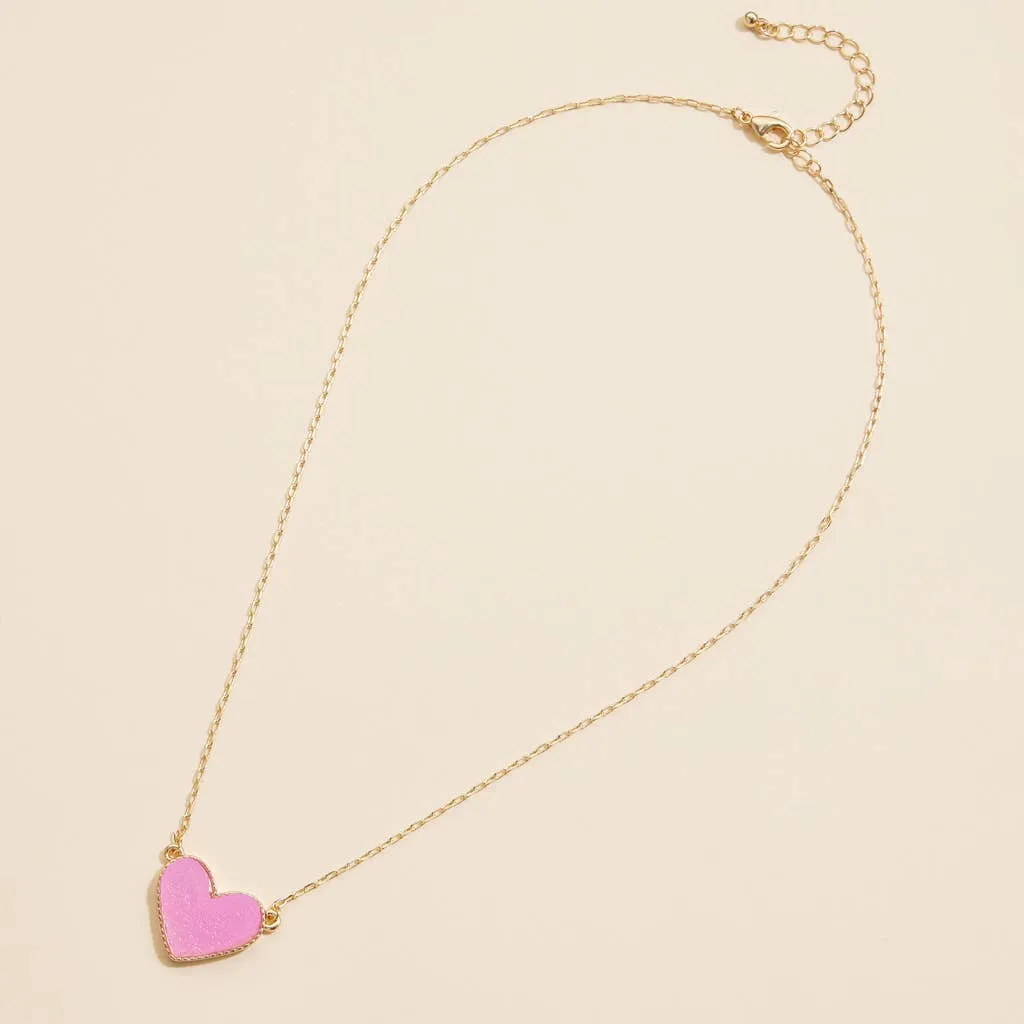 Heart in a Daze Red Druzy Necklace