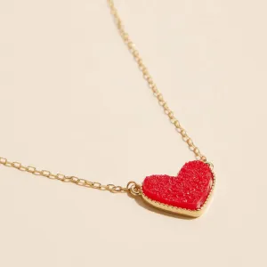 Heart in a Daze Red Druzy Necklace