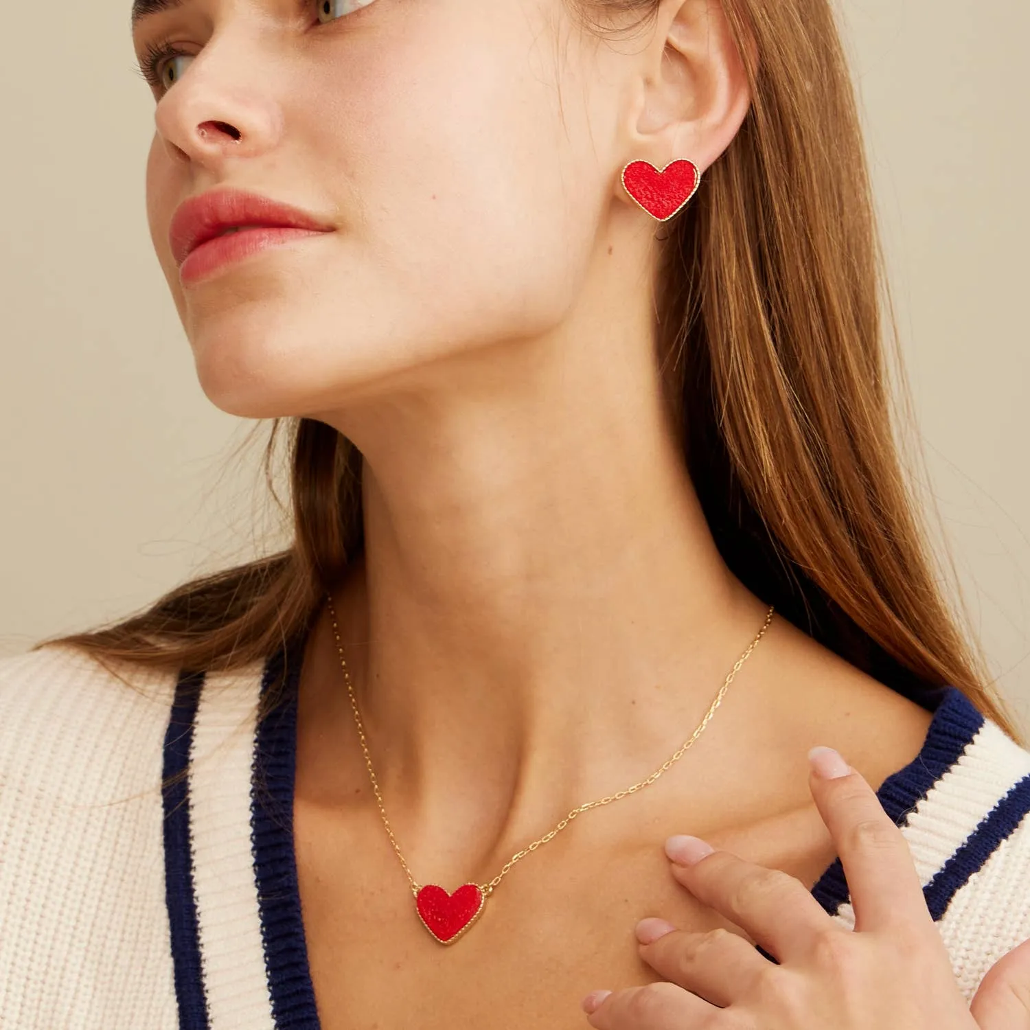 Heart in a Daze Red Druzy Necklace