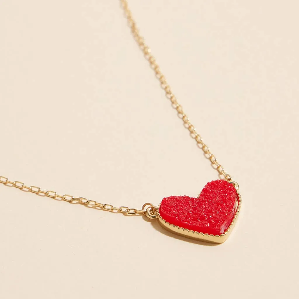 Heart in a Daze Red Druzy Necklace