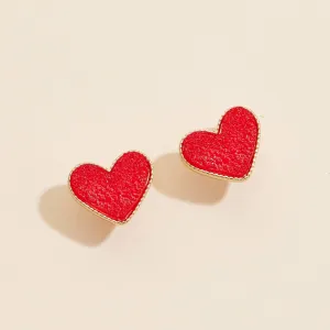Heart in a Daze Red Druzy Stone Stud Earrings