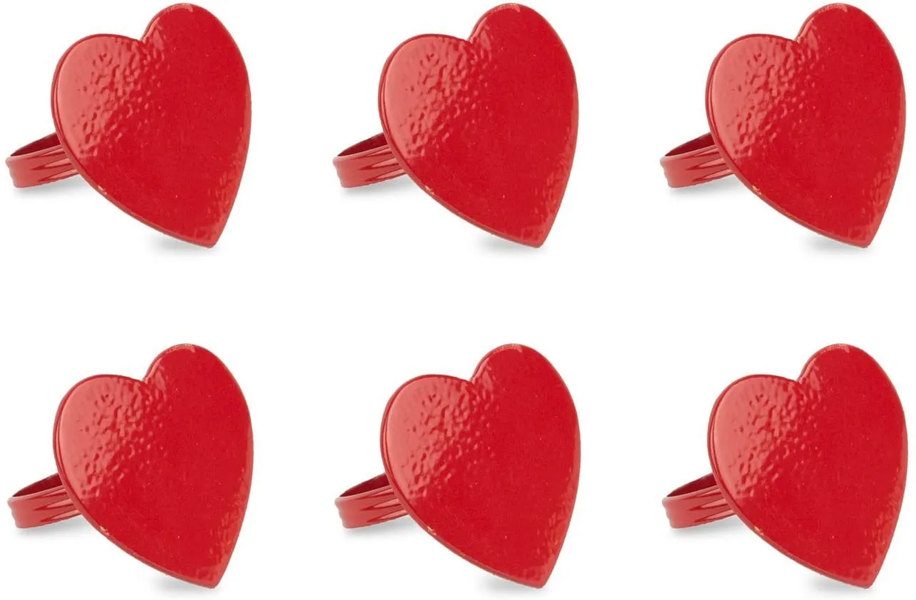 Heart Shape Napkin Rings,     Set of 6