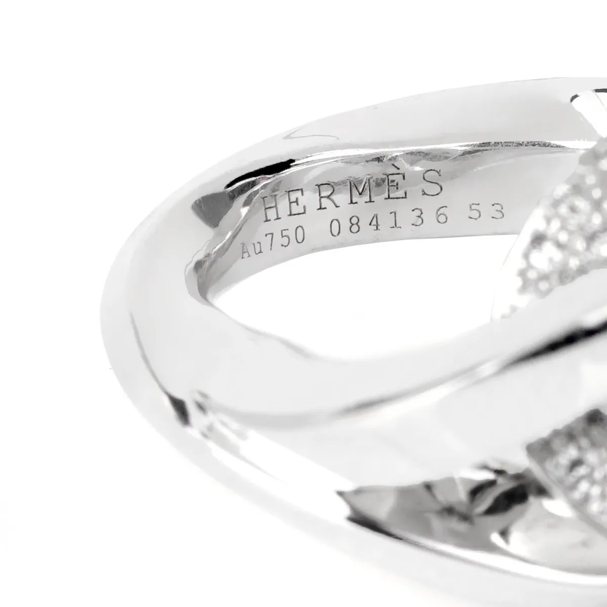 Hermes Twisted Pave Diamond Gold Ring