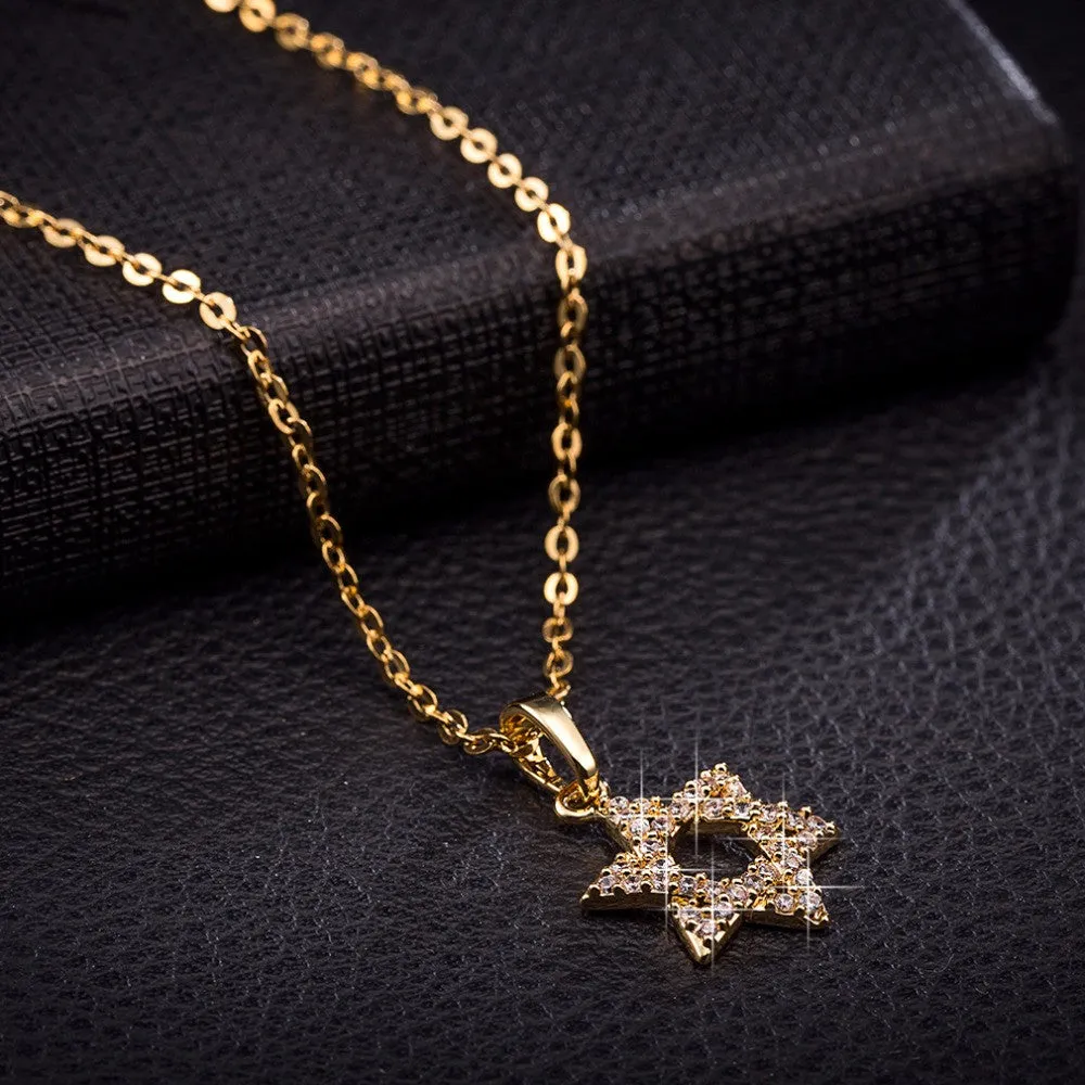 Hexagonal Star AAA Cubic Zirconia Necklaces & Pendants For Women