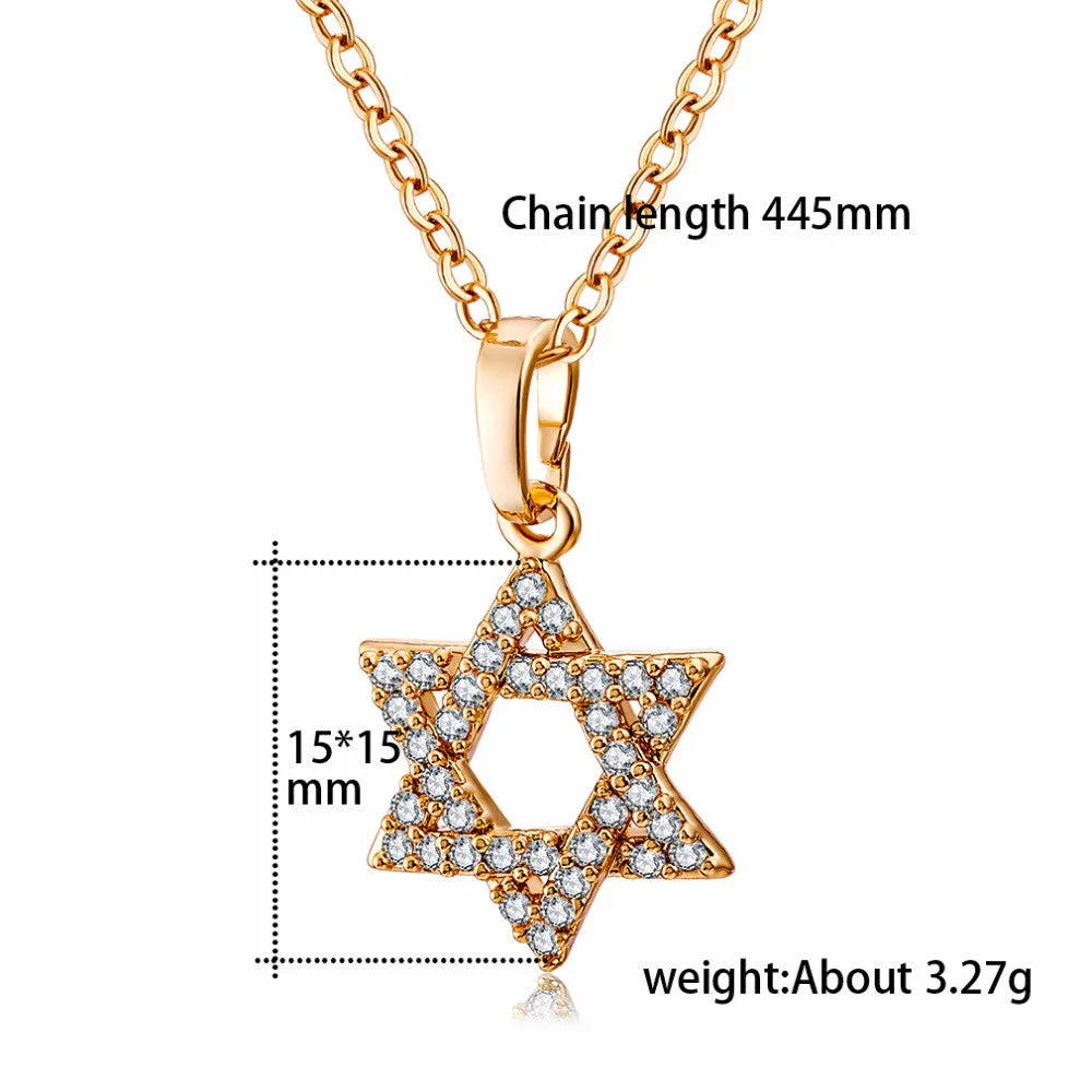 Hexagonal Star AAA Cubic Zirconia Necklaces & Pendants For Women