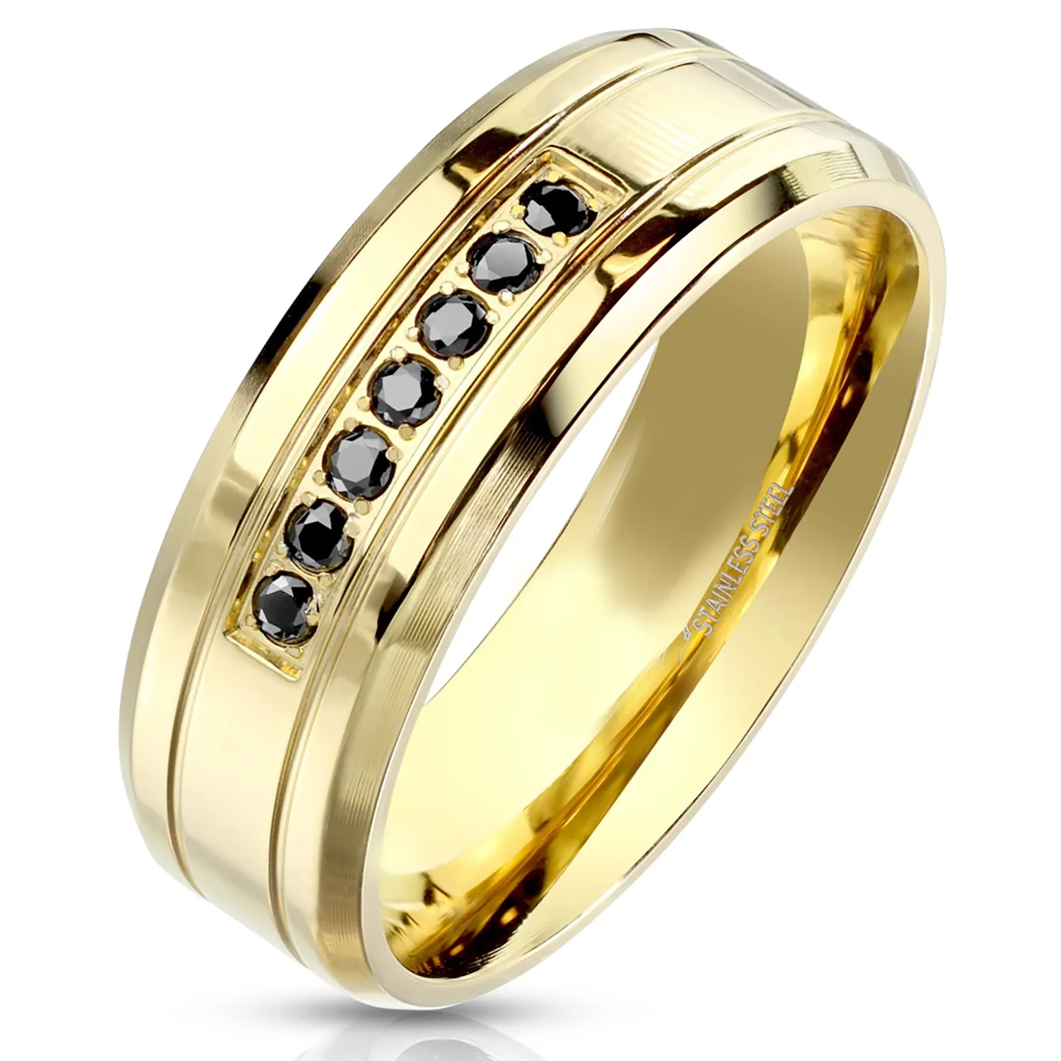 His Her Mixed Metal Wedding Band Black Gold Engagement Ring Set Him Her