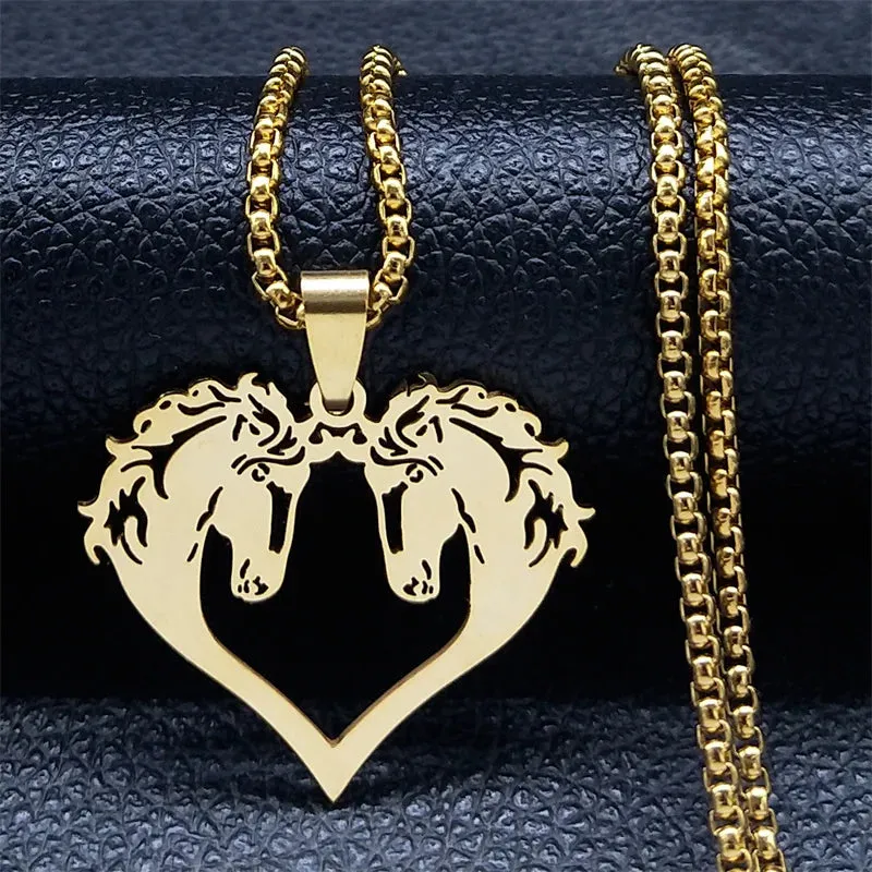 Horse Head Pendant Necklace for Women/Men Stainless Steel Animal Accessories Chain Necklaces