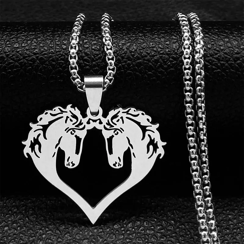 Horse Head Pendant Necklace for Women/Men Stainless Steel Animal Accessories Chain Necklaces