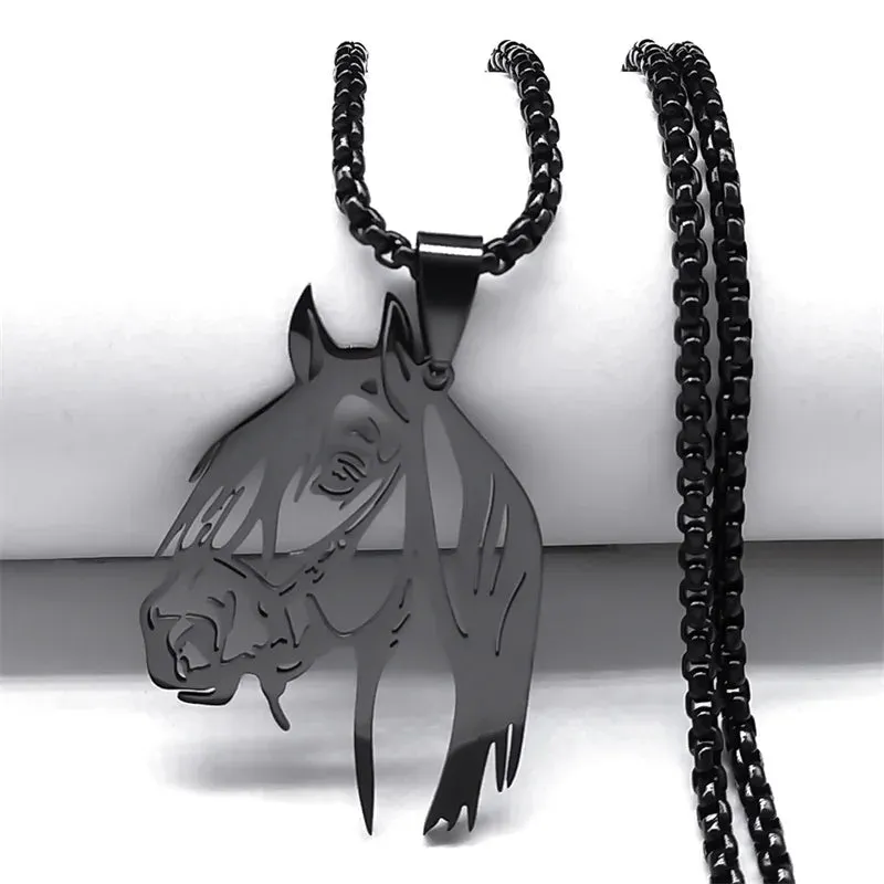 Horse Head Pendant Necklace for Women/Men Stainless Steel Animal Accessories Chain Necklaces