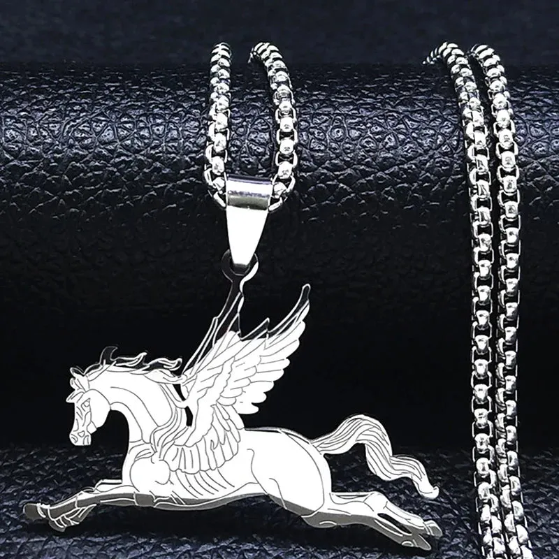 Horse Head Pendant Necklace for Women/Men Stainless Steel Animal Accessories Chain Necklaces