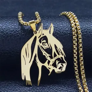 Horse Head Pendant Necklace for Women/Men Stainless Steel Animal Accessories Chain Necklaces