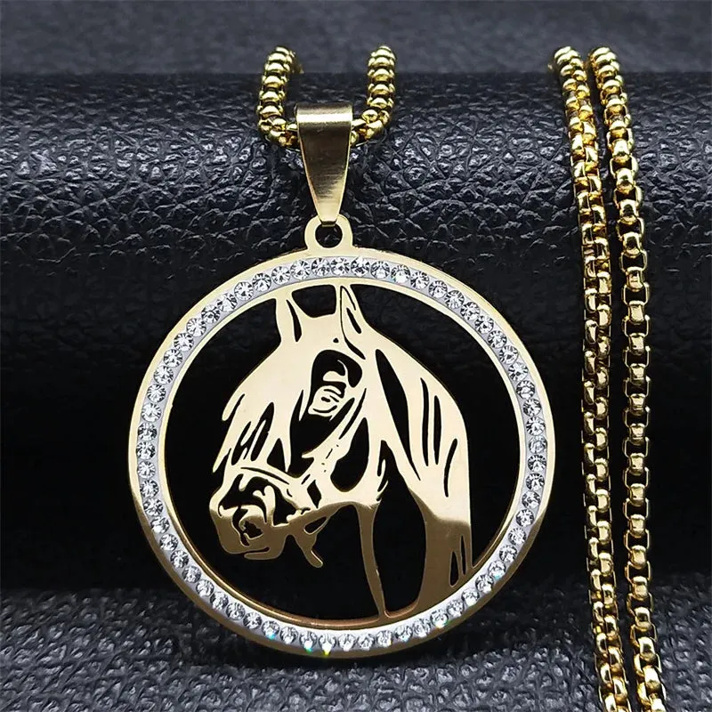 Horse Head Pendant Necklace for Women/Men Stainless Steel Animal Accessories Chain Necklaces