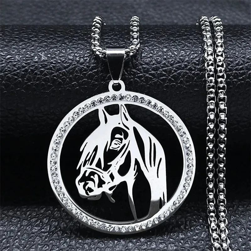 Horse Head Pendant Necklace for Women/Men Stainless Steel Animal Accessories Chain Necklaces