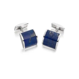 Hoxton London Men's Sterling Silver and Lapis Lazuli Square Cufflinks