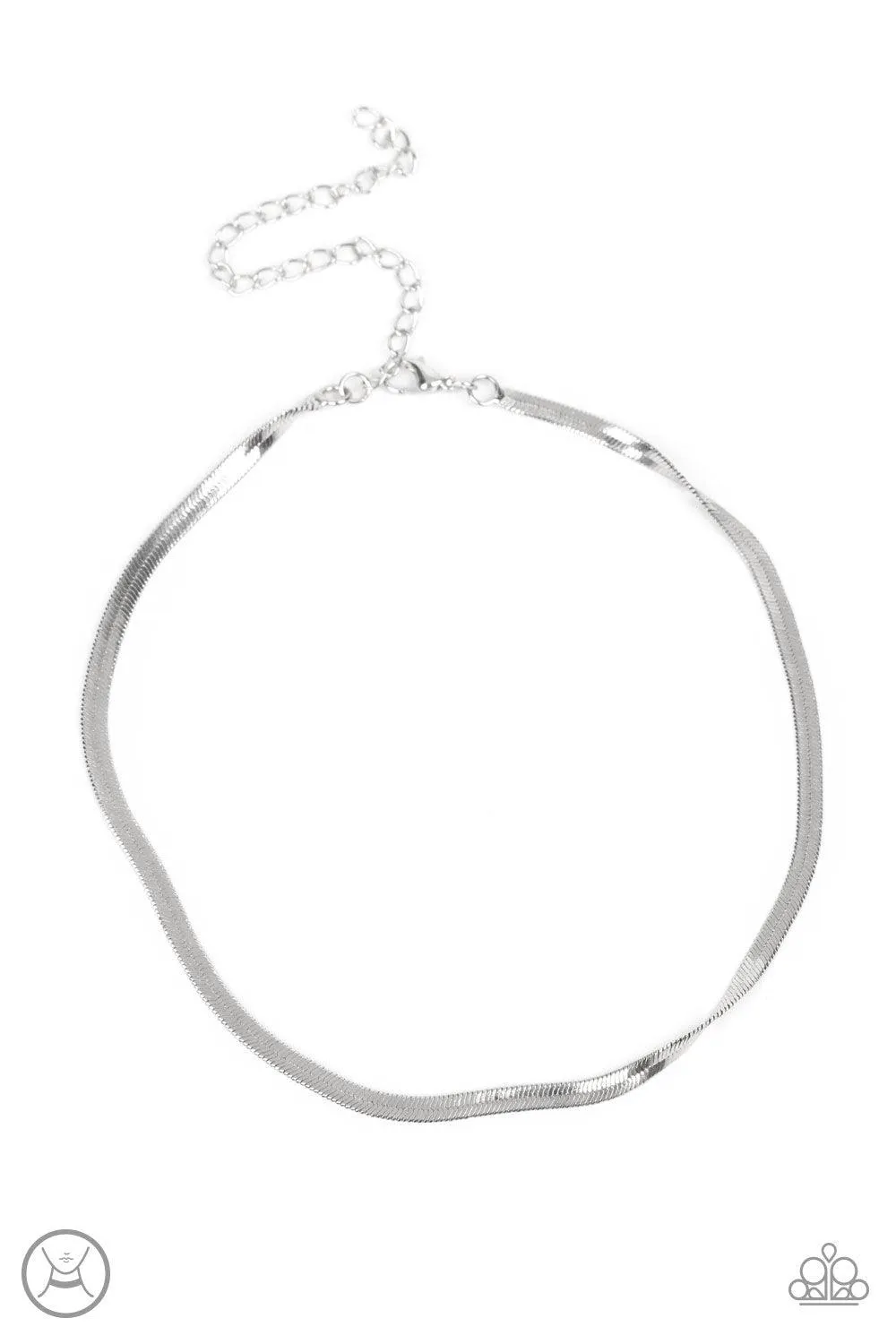 In No Time Flat - Silver Choker Necklace-Paparazzi
