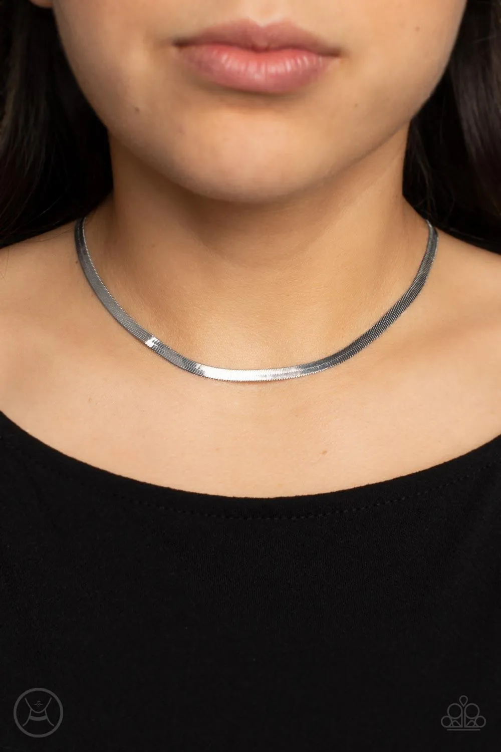 In No Time Flat - Silver Choker Necklace-Paparazzi