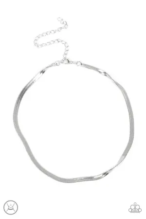 In No Time Flat - Silver Choker Necklace-Paparazzi