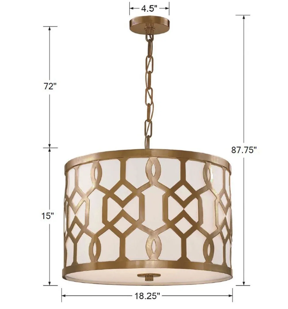 Jasper Three Light Chandelier in Aged Brass