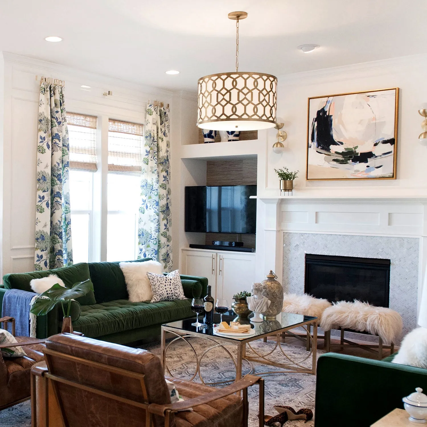 Jasper Three Light Chandelier in Aged Brass