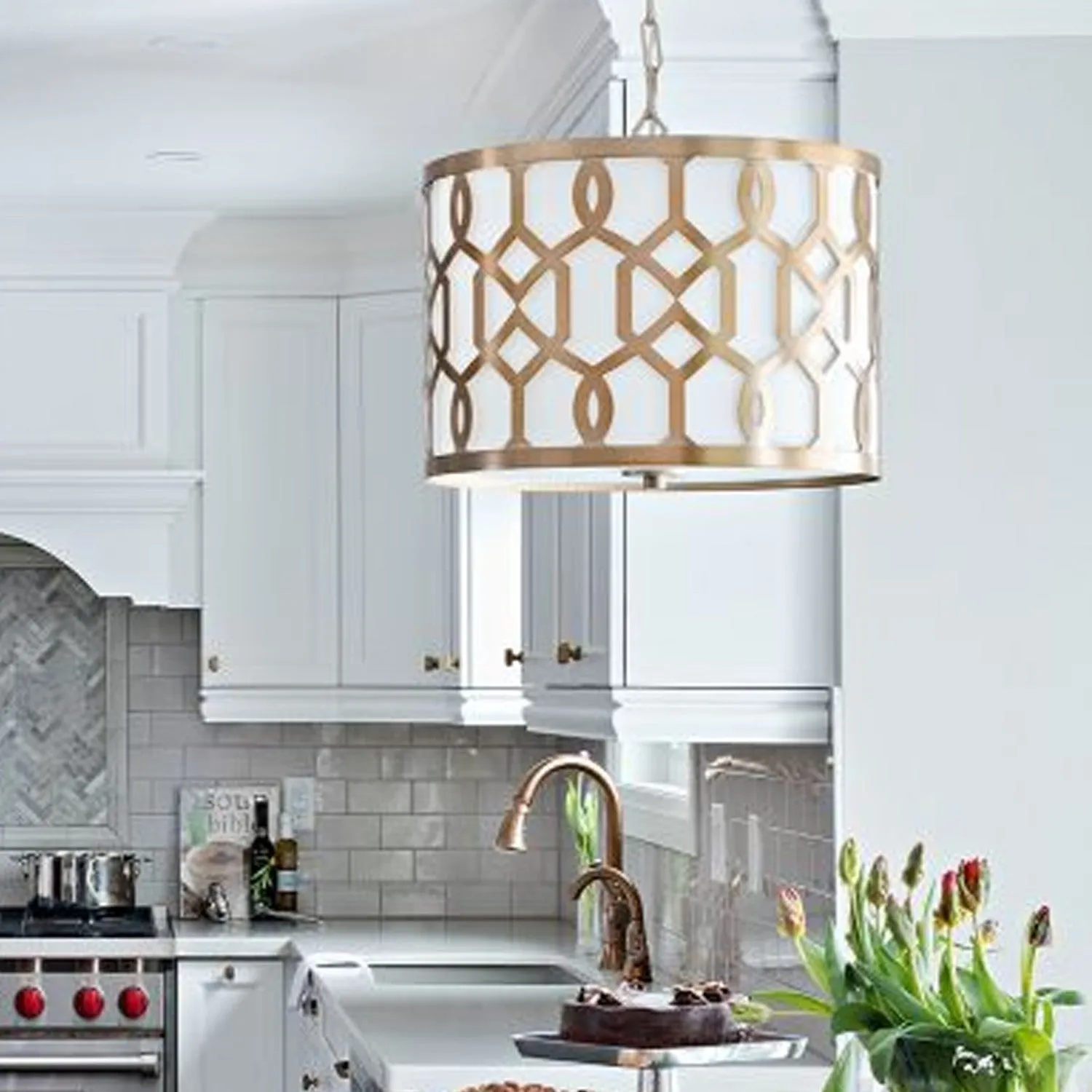 Jasper Three Light Chandelier in Aged Brass