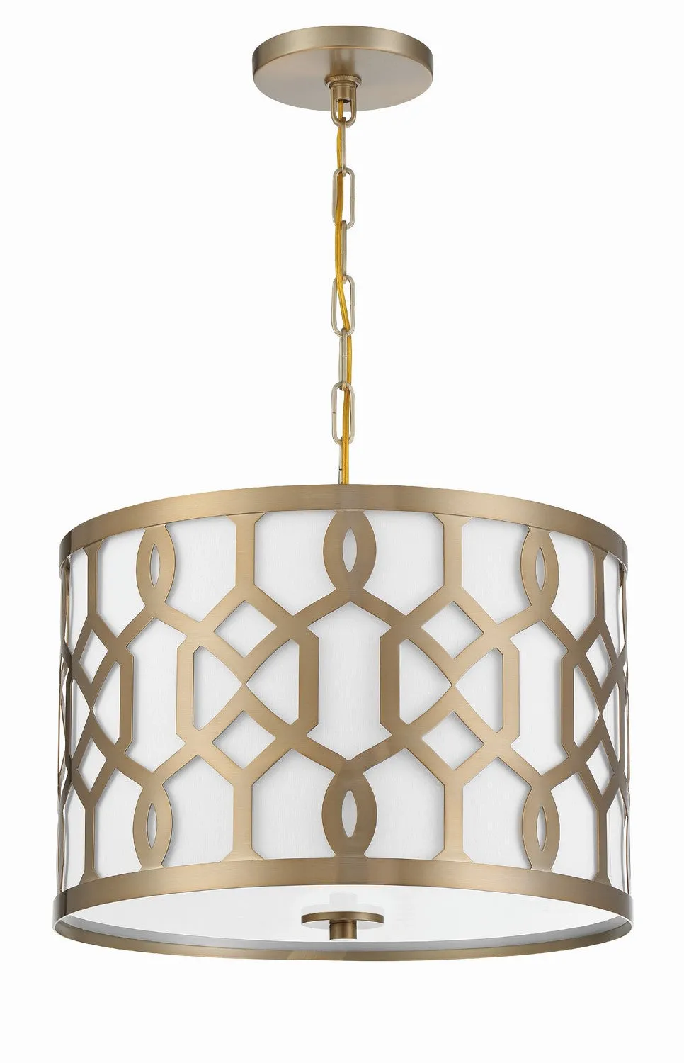 Jasper Three Light Chandelier in Aged Brass