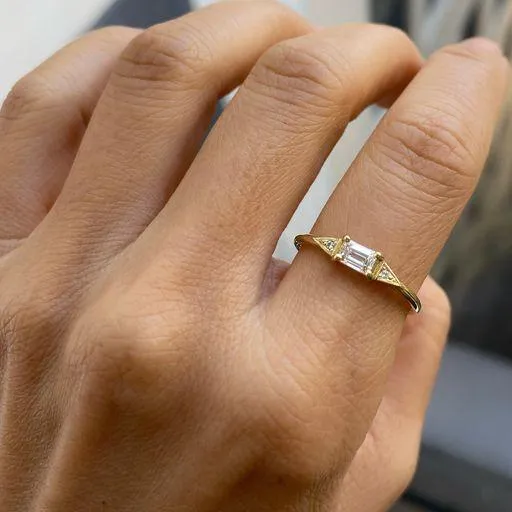 Jennie Kwon Designs Emerald Cut Diamond Deco Ring