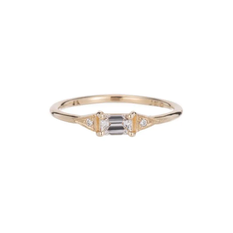 Jennie Kwon Designs Emerald Cut Diamond Deco Ring