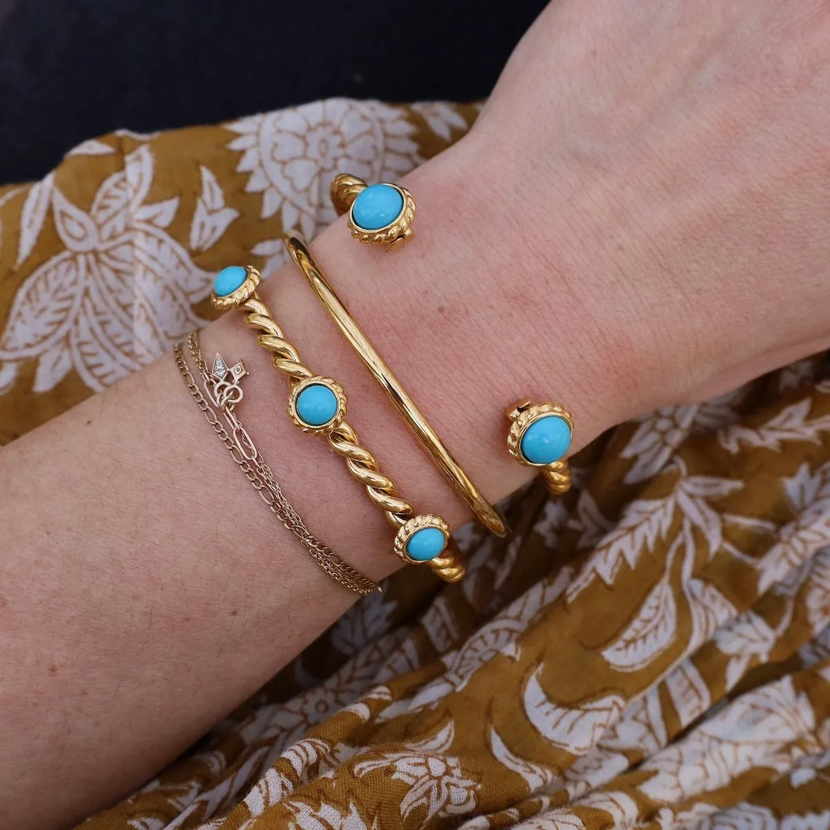 Kate Blue Three Stone Bangle Bracelet