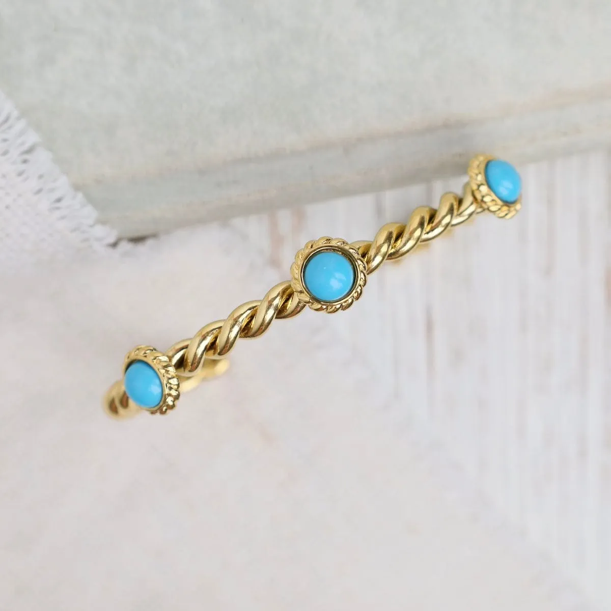 Kate Blue Three Stone Bangle Bracelet