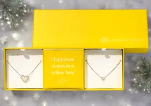 Kendra Scott Ari Heart Gift Set of 2 Ivory Mother of Pearl Rhodium