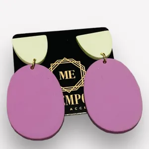 Lavender and Lime - Bold Two Tone Lightweight Acrylic Statement Earrings