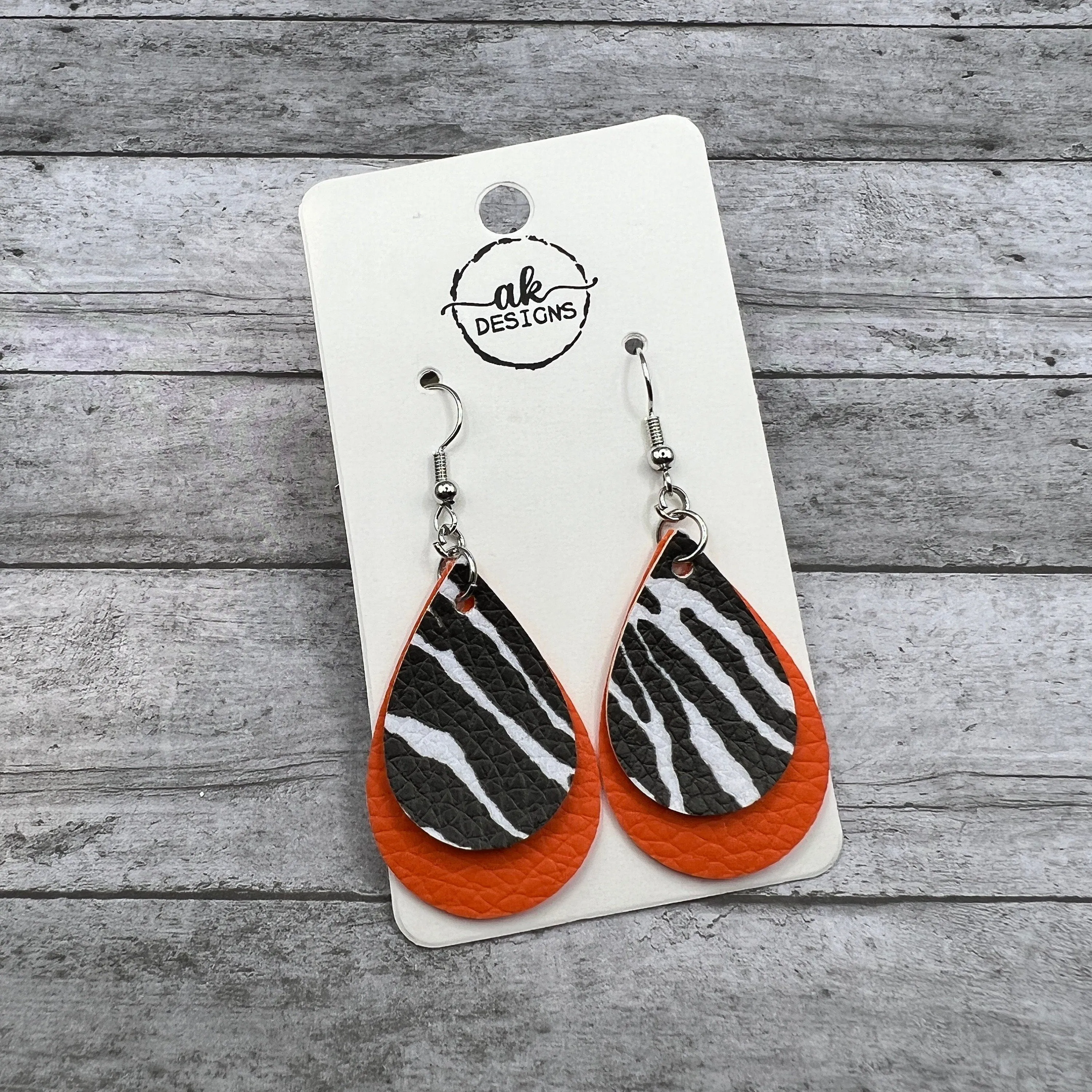 Layered Zebra Animal Print Faux Leather Earrings
