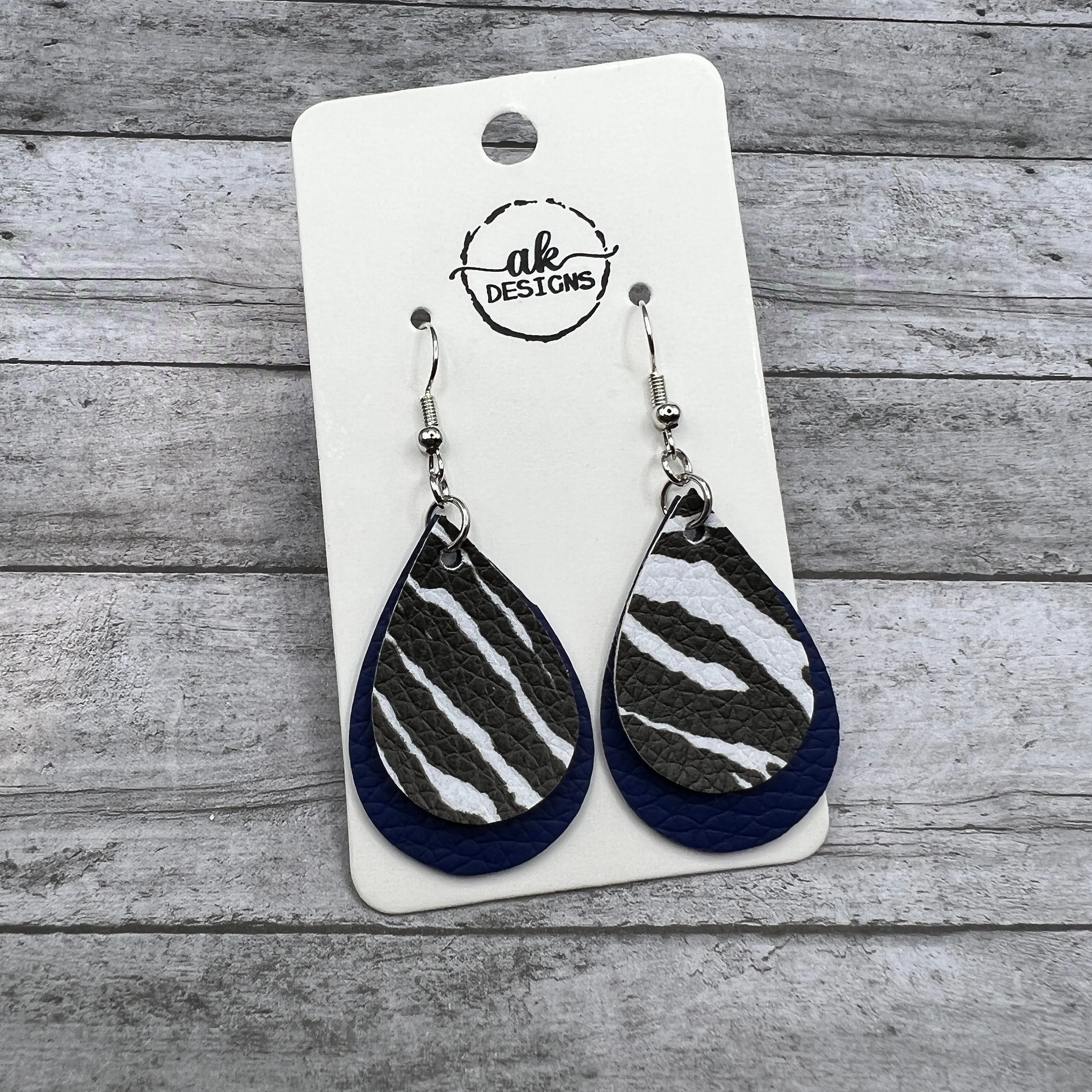 Layered Zebra Animal Print Faux Leather Earrings
