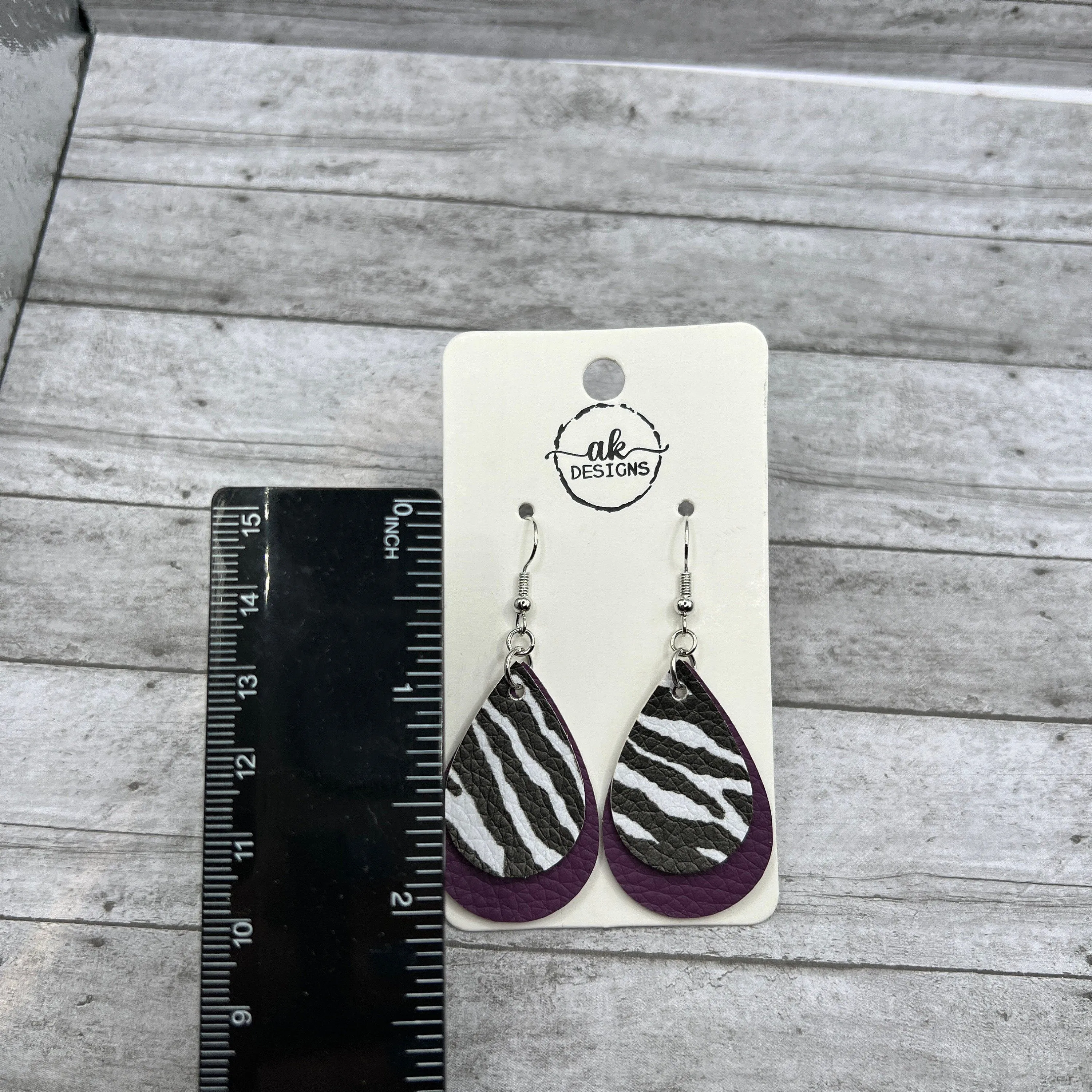 Layered Zebra Animal Print Faux Leather Earrings