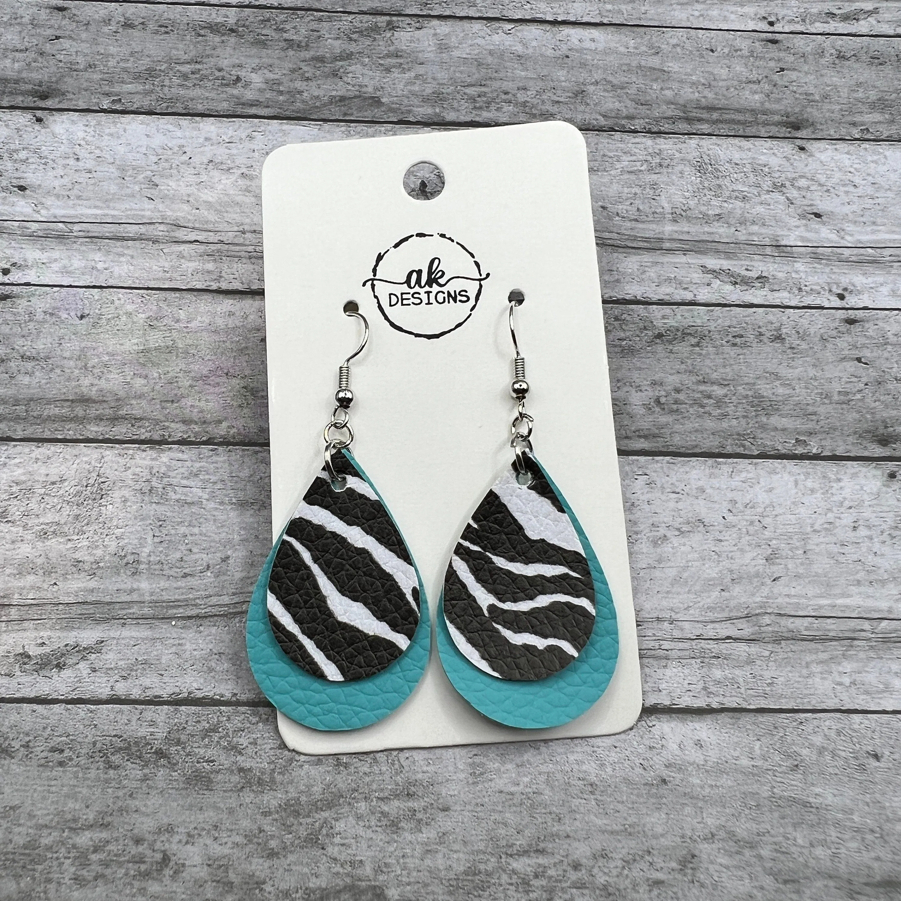 Layered Zebra Animal Print Faux Leather Earrings