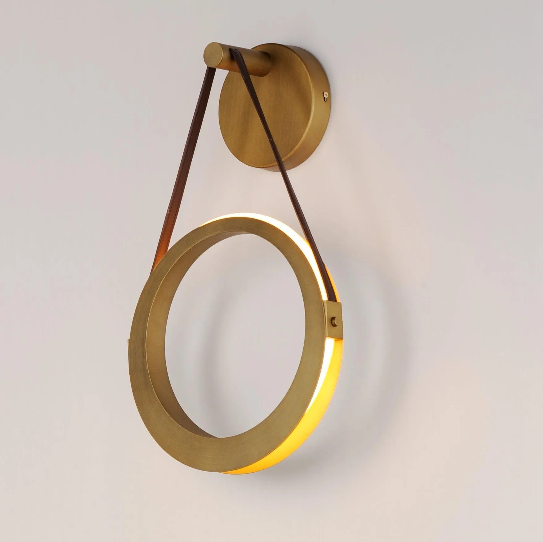 LED Antique Brass Single Rings Wall Sconce